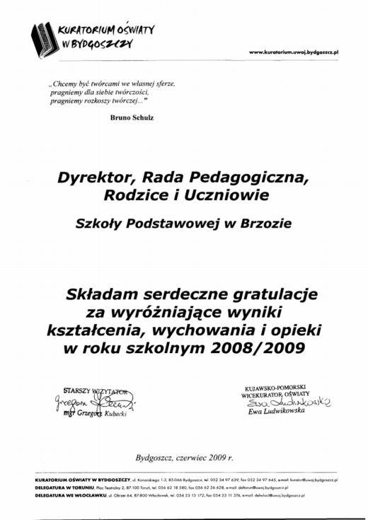 Dyplom Kuratora Oświaty