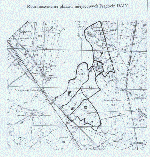 Rozmieszczenie planów miejscowych Prądocin IV-IX